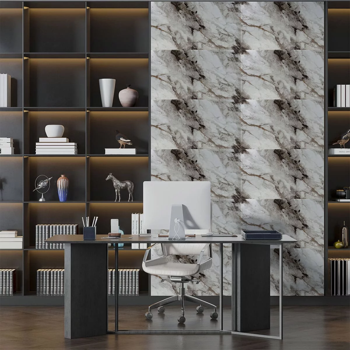 Панель самоклеющаяся ПВХ 300х300 мм 6шт/уп Мрамор Нова Тонье. Цена указана за 0,54 м²