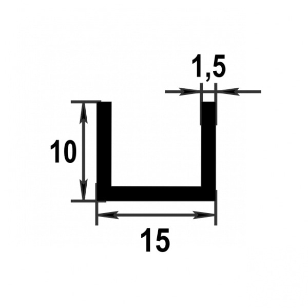 Швеллер 10*15*10 мм Шв 03.2000.501л Серебро. Цена за 5 штук.