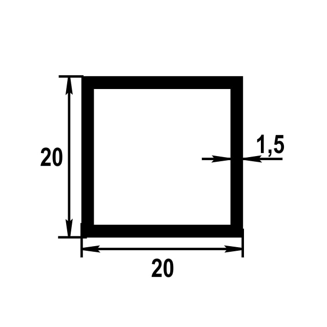 Труба квадратная 20х20 мм ТКв 03.2000.502л Золото. Цена за 5 штук.