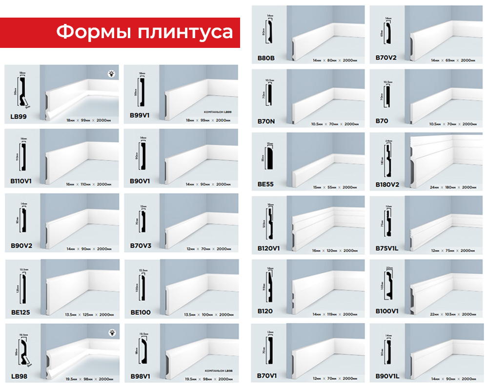 Плинтус из полистирола высокой плотности HI WOOD B80A 80мм х 12,5мм х 2,0м.