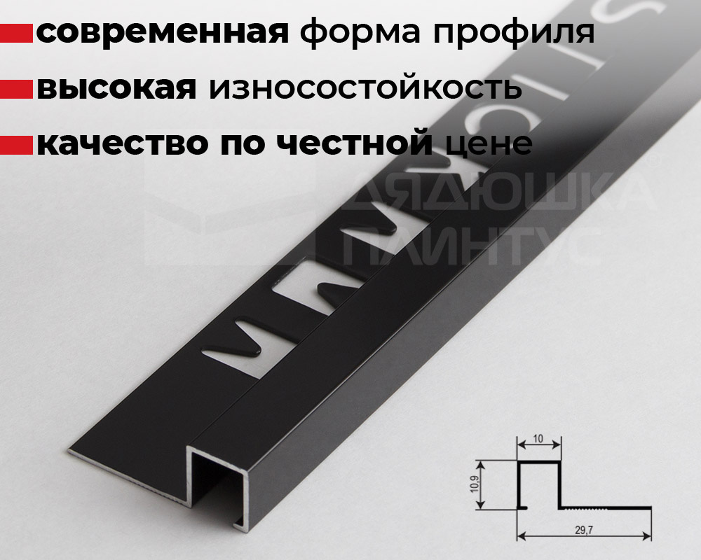 Профиль окантовочный Волшебная палочка MSPK 11-10.2700.15B 10мм 2,7м Черный браш