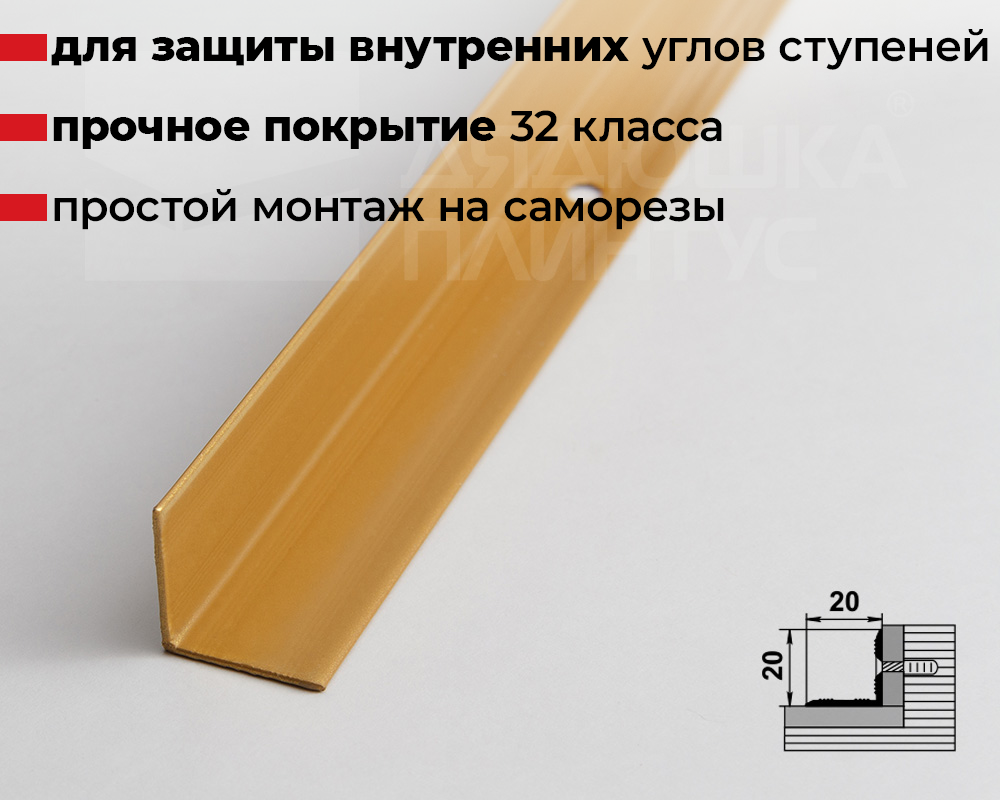 Порог угловой ПУ 05-1.2700.202л Золото