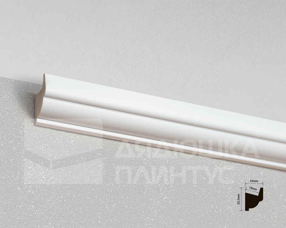 Молдинг из полистирола высокой плотности  HI WOOD LB32 под подсветку 32,5мм х 24мм х 2,0м.