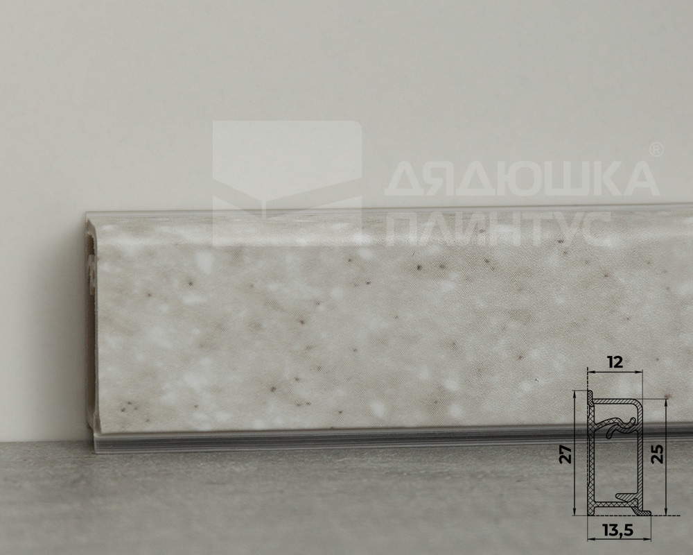 Плинтус для столешниц прямоугольный ПВХ Волшебная палочка 25*12мм 3м 2235 Семолина серая