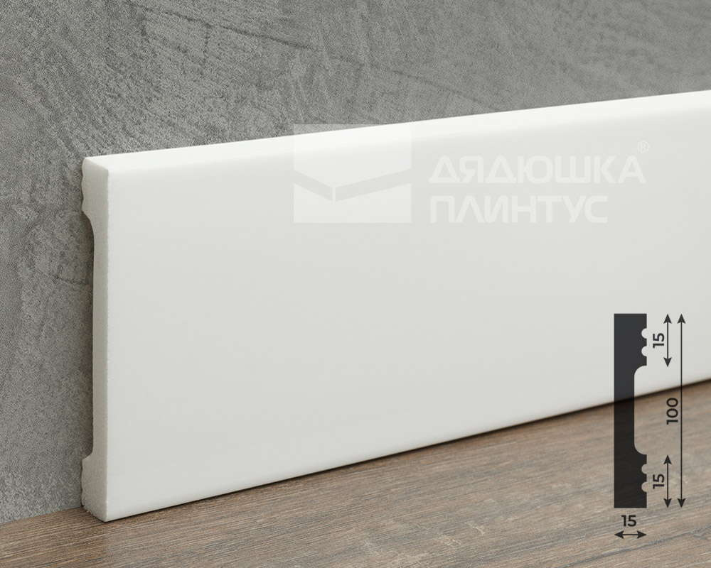 Плинтус из полистирола высокой плотности Волшебная палочка MSPOL 204 100*15*2000 мм Белый под покраску