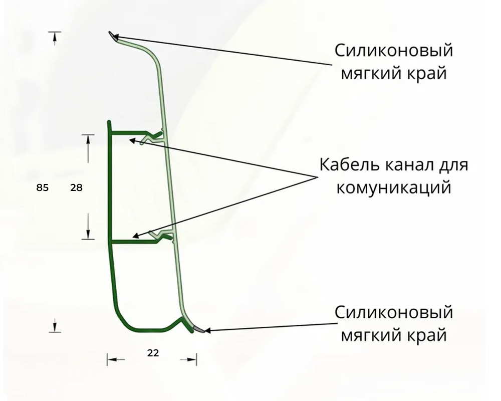 Плинтус ПВХ со съемной панелью Идеал Деконика 85мм 2,2м 001 Белый