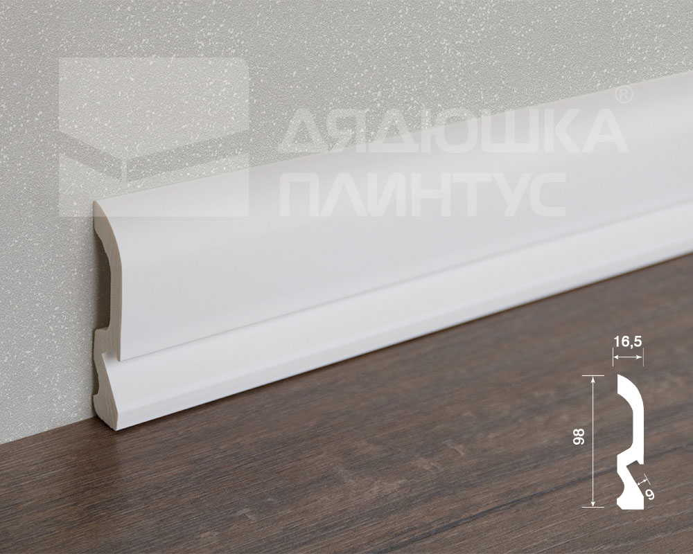 Плинтус из полистирола высокой плотности HI WOOD под подсветку LB98 98,0мм х 19,5мм х 2,0м.
