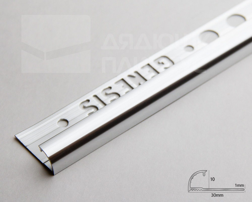 Профиль окантовочный Genesis EAQ 100.91 10 х 2500 мм Серебро глянец