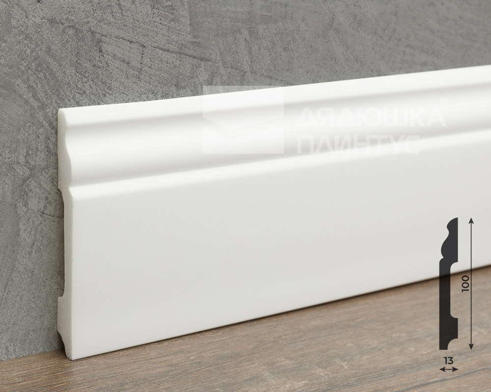Плинтус из полистирола высокой плотности Волшебная палочка MSPOL 203 100*13*2000 мм Белый под покраску