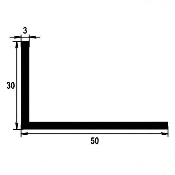 Уголок разнополочный 50х30 мм Уп 16.2000.501л Серебро. Цена за 5 штук.