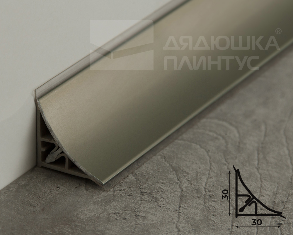 Плинтус для столешниц вогнутый Алюминий Волшебная палочка 30*30 3,05м Бронза