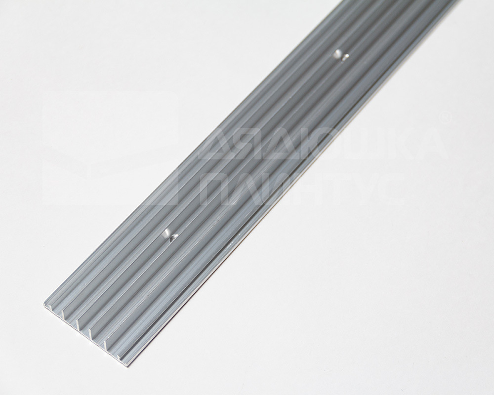 Монтажная часть алюминиевого порога с кабель-каналом ПО-62 серебро/мат 2,7 м.