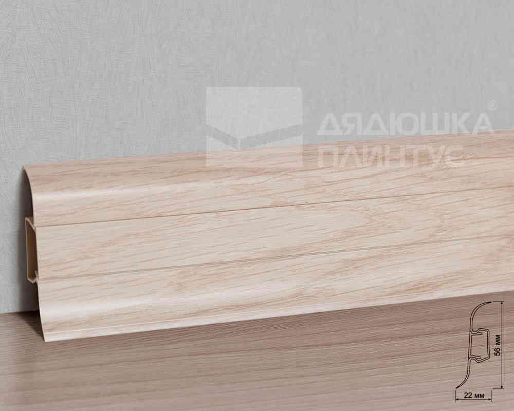 Плинтус ПВХ с кабель-каналом Рико Лео 114 Клен высокогорный