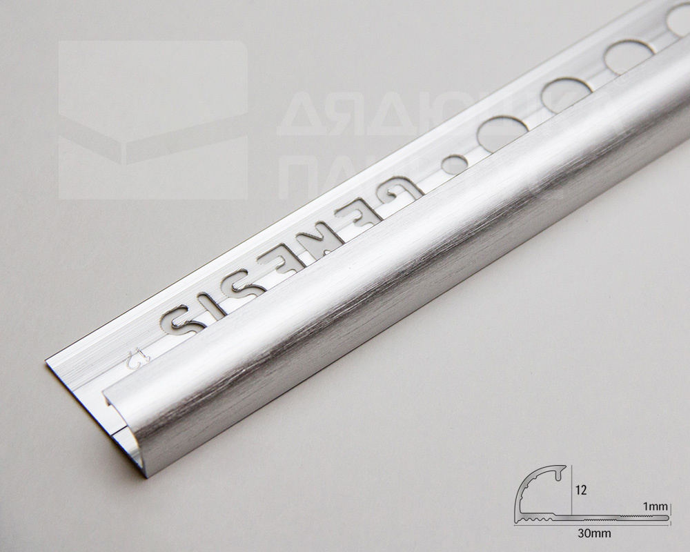 Профиль окантовочный Genesis EAQ 120.94 12 х 2500 мм Серебро браш
