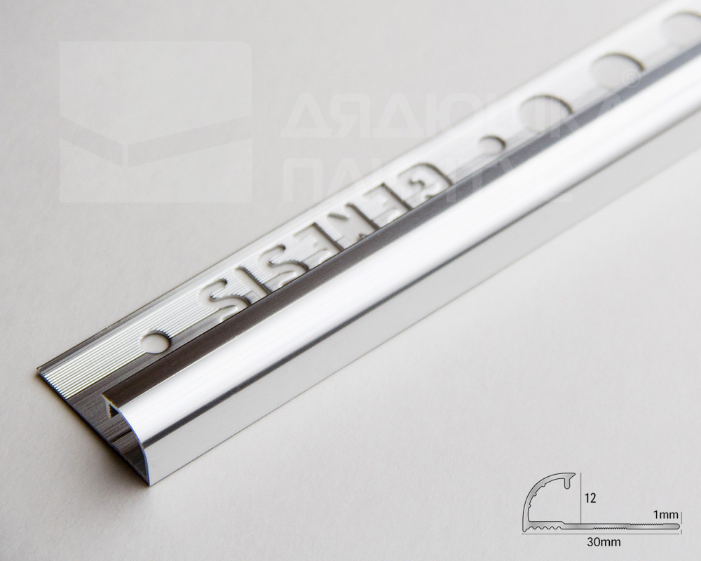 Профиль окантовочный Genesis EAQ 120.91 12 х 2500 мм Серебро глянец