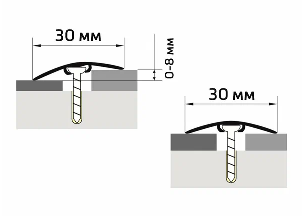 Разноуровневый порог с дюбелем MAGIC STICK. 30 мм 0,9 м Ясень серый