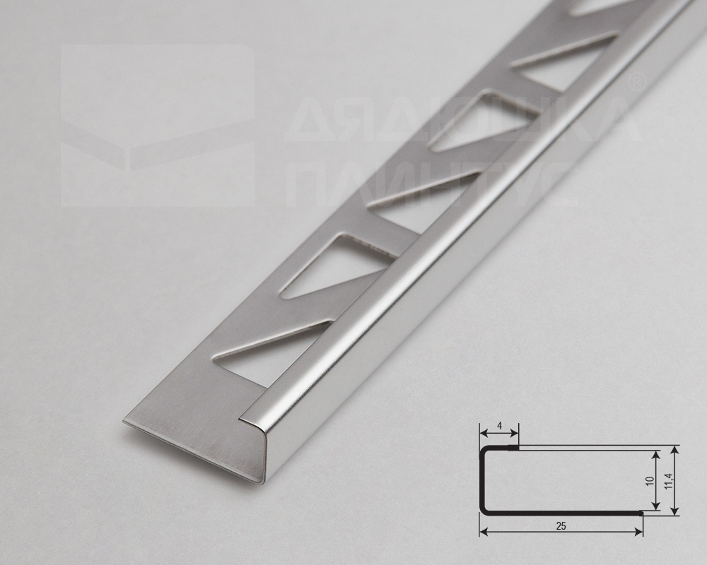 Профиль для кафеля внешний 10мм 2,7м нерж сталь MSK 10NSP.2700.001